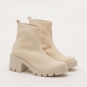 Bota curta em knit - OFF-WHITE