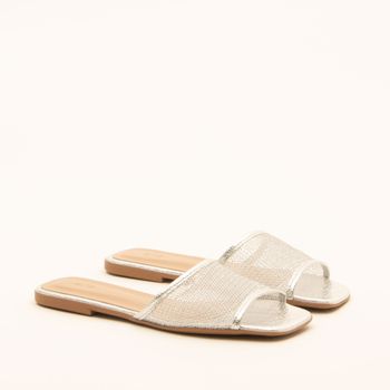 Rasteira tira com tela - PRATEADO