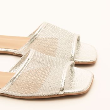 Rasteira tira com tela - PRATEADO