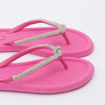 Chinelo cabedal com detalhe de nó - PINK