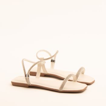 Rasteira glam com strass - OFF WHITE/FURTACOR