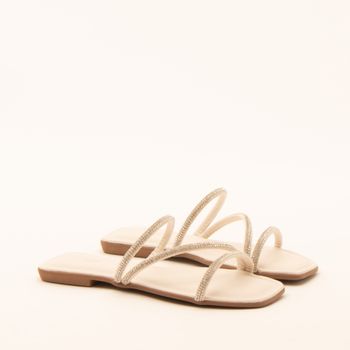 Rasteira chinelo glam - OFF WHITE/CRISTAL