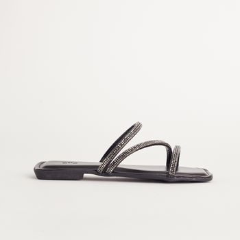 Rasteira chinelo glam metalizado - PRETA