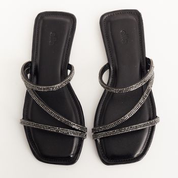 Rasteira chinelo glam metalizado - PRETA