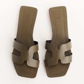 Rasteiras recortes metalizada - VERDE MILITAR