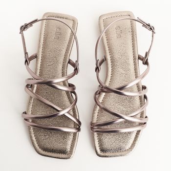 Rasteira com tiras cruzadas - PEWTER