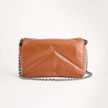 Bolsa de couro alça metalizada - CARAMELO