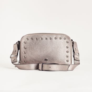Bolsa Pequena de couro com ilhós - PEWTER