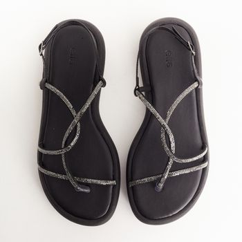 Flatform com tiras cruzadas - PRETA