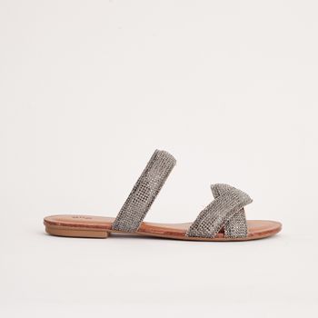 Rasteira napa strass - CAMEL/ONIX