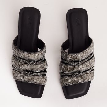 Rasteira napa strass nó - PRETO/ONIX