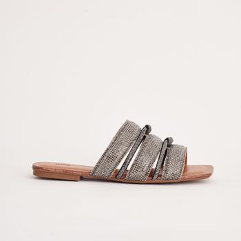 Rasteira napa strass nó - CAMEL/ONIX