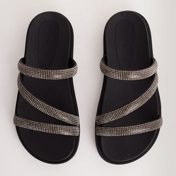 Papete com tiras strass - PRETA