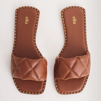 Rasteira mini tachas matelassê - CARAMELO
