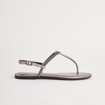 Rasteira metalizada strass - PEWTER