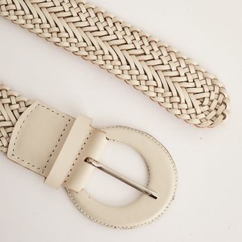 Cinto largo de couro trançado - OFF-WHITE