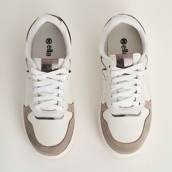 Tênis detalhes metalizados - BRANCO/ONIX/AVEIA/PEWTER