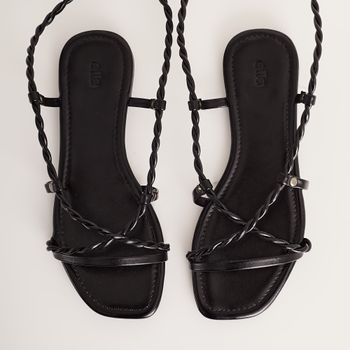 Rasteira amarração metelizada - PRETA