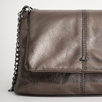 Bolsa de couro alça dupla corrente metalizada - PEWTER