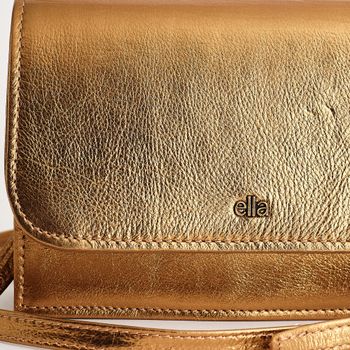 Bolsa couro metalizado compacta - BRONZE