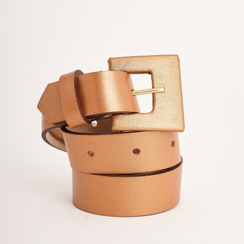 Cinto couro forrado metalizado - BRONZE
