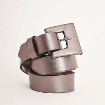 Cinto couro forrado metalizado - PEWTER