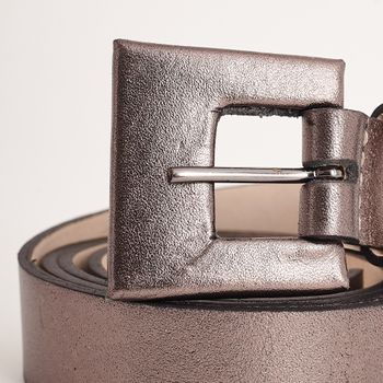 Cinto couro forrado metalizado - PEWTER