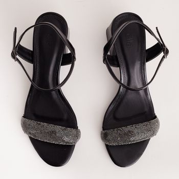 Sandália média strass - PRETO/ONIX