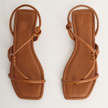 Rasteira Traseiro Napa Textura - CARAMELO