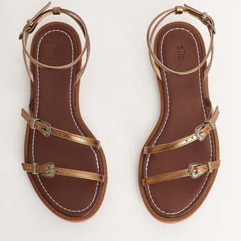 Rasteira fivela metalizado - BRONZE