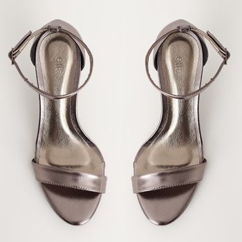 Sandália média slim metalizada - PEWTER
