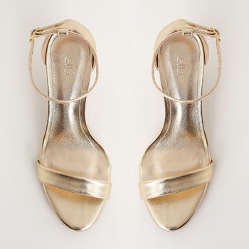 Sandália média slim metalizada - CHAMPAGNE