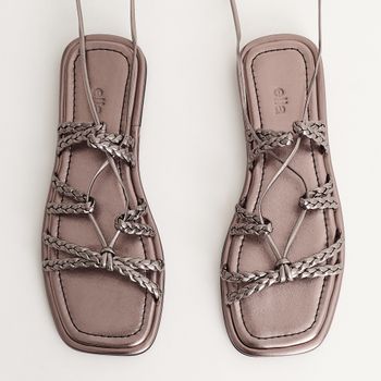 Rasteira multi tranças em amarração - PEWTER