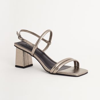 Sandália média salto geométrico - PEWTER
