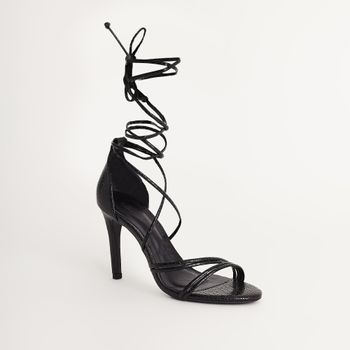 Sandália alta de amarração - PRETA