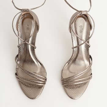Sandália alta de amarração - PEWTER