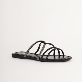 Rasteira glam cruzada - PRETO/ONIX