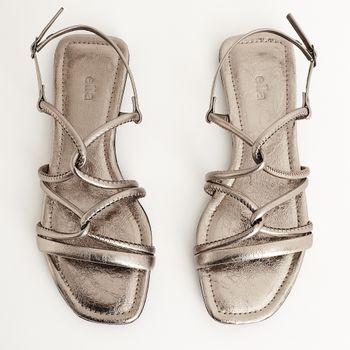 Rasteira tiras finas - PEWTER