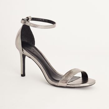 Sandália Slim em couro metalizado - PEWTER