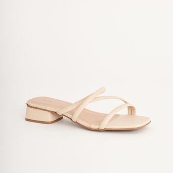 Tamanco Casual Tiras Finas - AMENDOA/BEGE