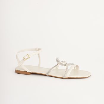 Rasteira com Brilho - OFF WHITE/CRISTAL