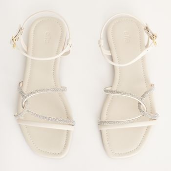 Rasteira com Brilho - OFF WHITE/CRISTAL