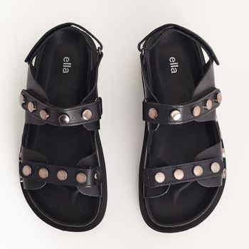 Papete em couro com Ilhós e fechamento velcro - PRETA