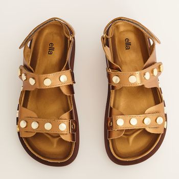 Papete em couro com Ilhós e fechamento velcro - BRONZE