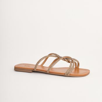 Rasteira de Brilho - CARAMELO/DOURADO