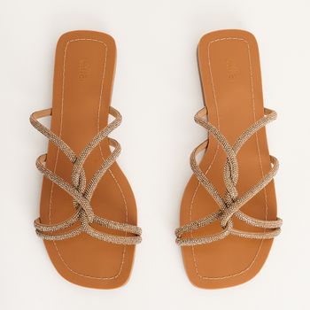 Rasteira de Brilho - CARAMELO/DOURADO