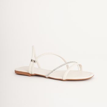 Rasteira Casual em manta - OFF WHITE/CRISTAL
