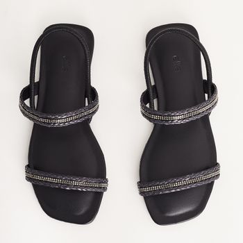 Rasteira em tiras - PRETO/ONIX