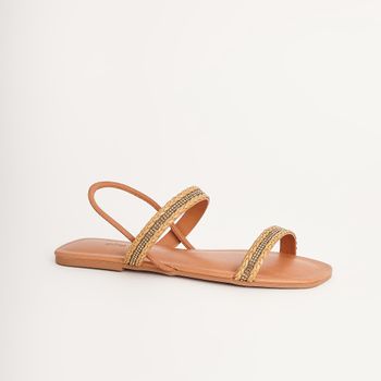 Rasteira em tiras - CARAMELO/DOURADO