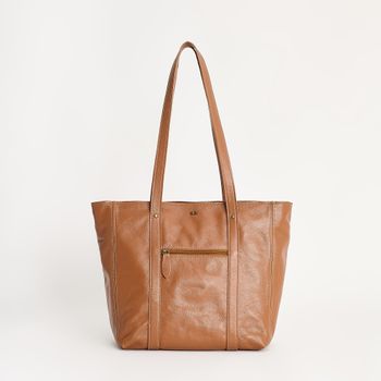 Bolsa couro ampla com mini bolso - CARAMELO